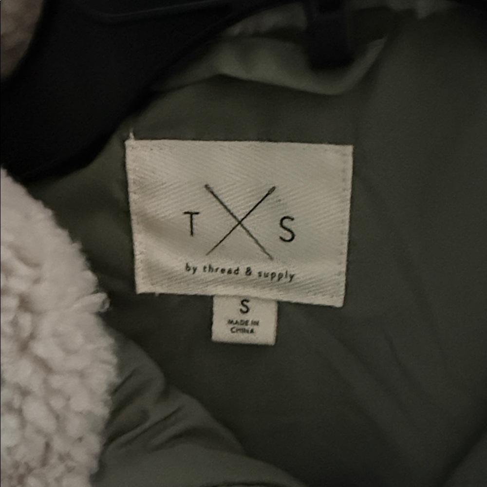 Thread & Supply Cream and Green Teddy Jacket - Picture 3 of 3